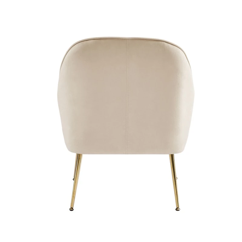 Fauteuil MARCELINO En Velours Beige Avec Piètement Doré 6 Fauteuil MARCELINO En Velours Beige Avec Piètement Doré – Image 4