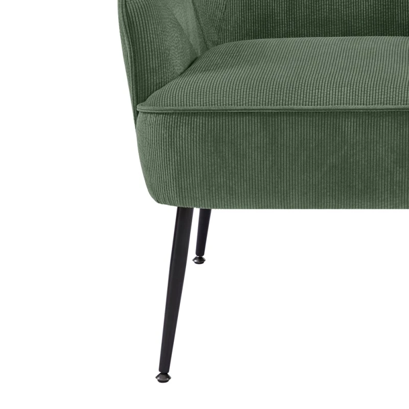 Fauteuil MARCELINO En Velours Côtelé Vert Avec Piètement Noir 7 Fauteuil MARCELINO En Velours Côtelé Vert Avec Piètement Noir – Image 5