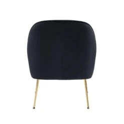Fauteuil MARCELINO En Velours Noir Avec Piètement Doré -Mobilia Soldes fauteuil marcelino en velours noir avec pieds dore 3