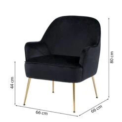 Fauteuil MARCELINO En Velours Noir Avec Piètement Doré -Mobilia Soldes fauteuil marcelino en velours noir avec pieds dore 5