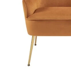 Fauteuil MARCELINO En Velours Rouille Avec Piètement Doré -Mobilia Soldes fauteuil marcelino en velours rouille avec pieds dore 4