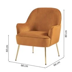 Fauteuil MARCELINO En Velours Rouille Avec Piètement Doré -Mobilia Soldes fauteuil marcelino en velours rouille avec pieds dore 5