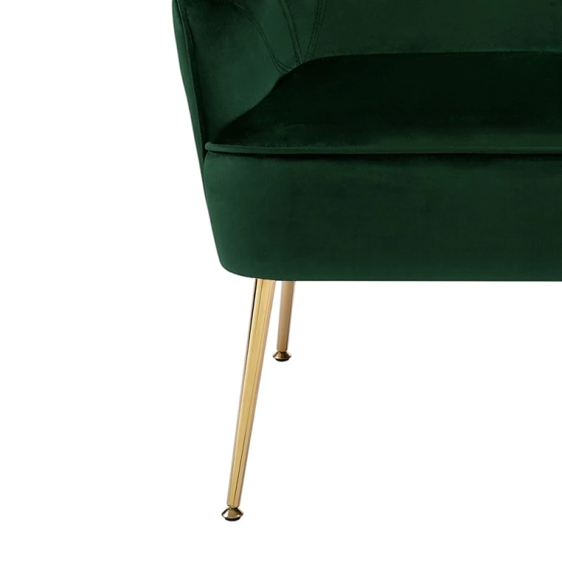 Fauteuil MARCELINO En Velours Vert Avec Pieds Doré 7 Fauteuil MARCELINO En Velours Vert Avec Pieds Doré – Image 5