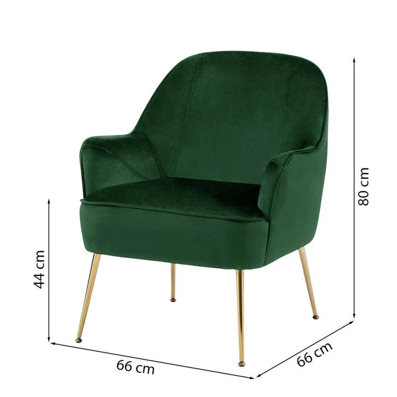Fauteuil MARCELINO En Velours Vert Avec Pieds Doré 8 Fauteuil MARCELINO En Velours Vert Avec Pieds Doré – Image 6
