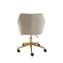Fauteuil De Bureau MONACO En Velours Beige Avec Pieds Dorés -Mobilia Soldes fauteuil monaco en velours beige avec pieds dore 3