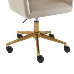 Fauteuil De Bureau MONACO En Velours Beige Avec Pieds Dorés -Mobilia Soldes fauteuil monaco en velours beige avec pieds dore 4