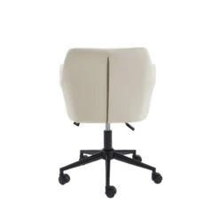 Fauteuil De Bureau MONACO En Velours Blanc Cassé Avec Pieds Noirs -Mobilia Soldes fauteuil monaco en velours blanc casse avec pieds noir 3