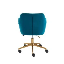 Fauteuil De Bureau MONACO En Velours Bleu Avec Pieds Dorés 11 Fauteuil De Bureau MONACO En Velours Bleu Avec Pieds Dorés -Mobilia Soldes fauteuil monaco en velours bleu avec pieds dore 3