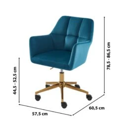 Fauteuil De Bureau MONACO En Velours Bleu Avec Pieds Dorés 13 Fauteuil De Bureau MONACO En Velours Bleu Avec Pieds Dorés -Mobilia Soldes fauteuil monaco en velours bleu avec pieds dore 5