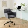 Fauteuil De Bureau MONACO En Velours Gris Anthracite Avec Pieds Noirs 2 Fauteuil De Bureau MONACO En Velours Gris Anthracite Avec Pieds Noirs -Mobilia Soldes fauteuil monaco en velours gris anthracite avec pieds noir