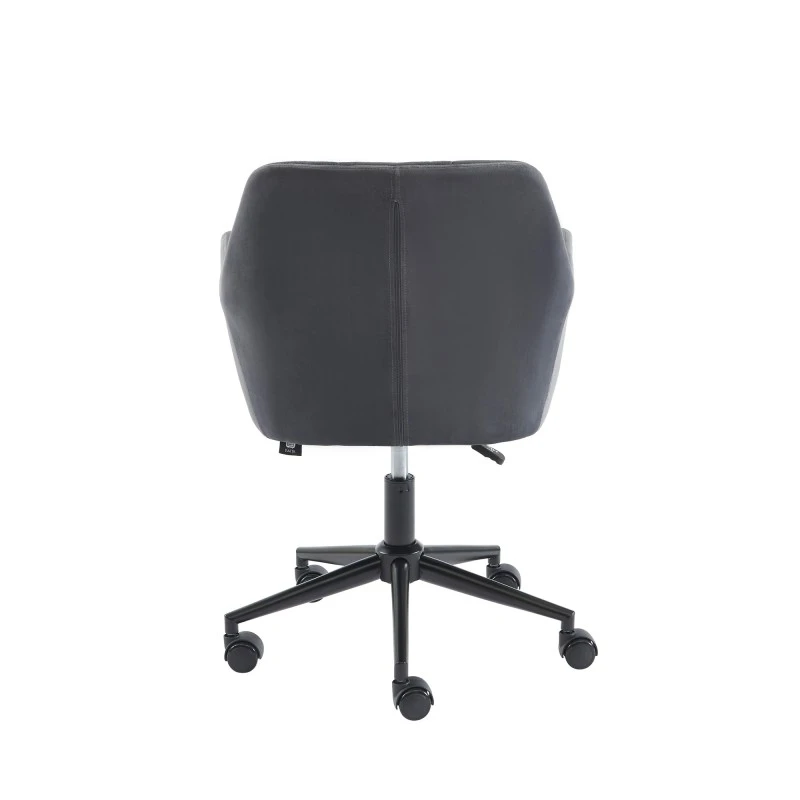 Fauteuil De Bureau MONACO En Velours Gris Anthracite Avec Pieds Noirs 6 Fauteuil De Bureau MONACO En Velours Gris Anthracite Avec Pieds Noirs – Image 4
