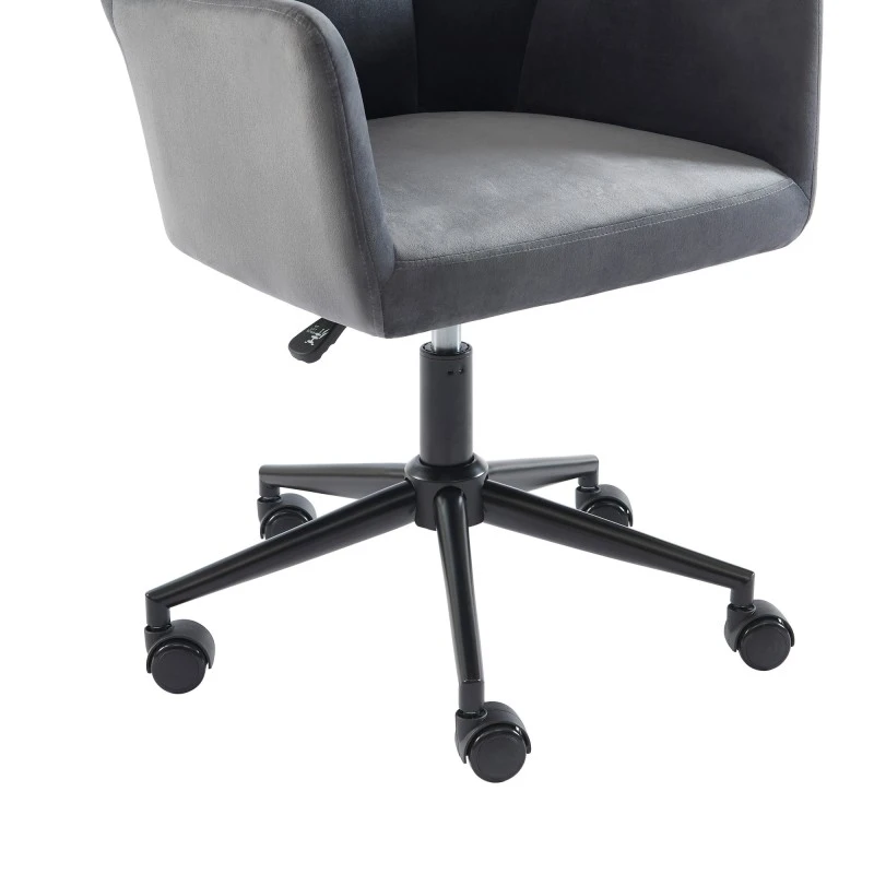 Fauteuil De Bureau MONACO En Velours Gris Anthracite Avec Pieds Noirs 7 Fauteuil De Bureau MONACO En Velours Gris Anthracite Avec Pieds Noirs – Image 5