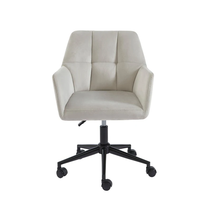 Fauteuil De Bureau MONACO En Velours Gris Perle Avec Pieds Noirs 5 Fauteuil De Bureau MONACO En Velours Gris Perle Avec Pieds Noirs – Image 3
