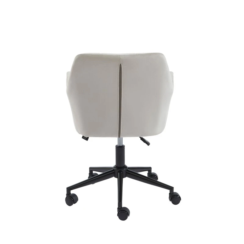 Fauteuil De Bureau MONACO En Velours Gris Perle Avec Pieds Noirs 6 Fauteuil De Bureau MONACO En Velours Gris Perle Avec Pieds Noirs – Image 4