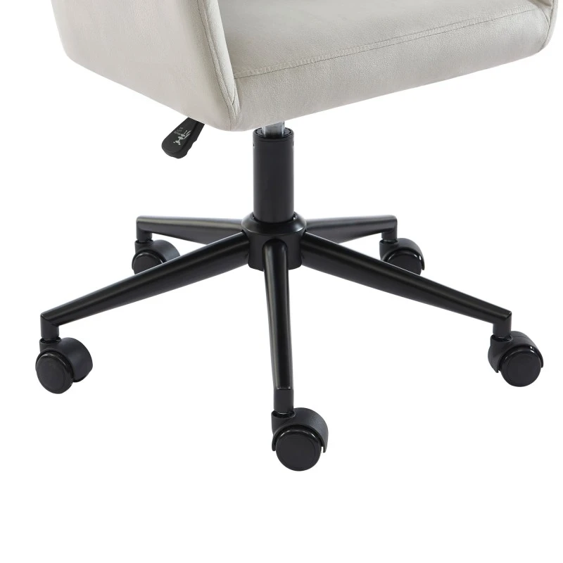 Fauteuil De Bureau MONACO En Velours Gris Perle Avec Pieds Noirs 7 Fauteuil De Bureau MONACO En Velours Gris Perle Avec Pieds Noirs – Image 5