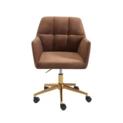 Fauteuil De Bureau MONACO En Velours Rouille Avec Pieds Dorés 10 Fauteuil De Bureau MONACO En Velours Rouille Avec Pieds Dorés -Mobilia Soldes fauteuil monaco en velours rouille avec pieds dore 2