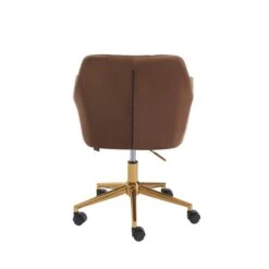 Fauteuil De Bureau MONACO En Velours Rouille Avec Pieds Dorés 11 Fauteuil De Bureau MONACO En Velours Rouille Avec Pieds Dorés -Mobilia Soldes fauteuil monaco en velours rouille avec pieds dore 3
