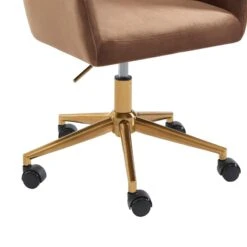 Fauteuil De Bureau MONACO En Velours Rouille Avec Pieds Dorés 12 Fauteuil De Bureau MONACO En Velours Rouille Avec Pieds Dorés -Mobilia Soldes fauteuil monaco en velours rouille avec pieds dore 4