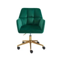Fauteuil De Bureau MONACO En Velours Vert Avec Pieds Dorés 10 Fauteuil De Bureau MONACO En Velours Vert Avec Pieds Dorés -Mobilia Soldes fauteuil monaco en velours vert avec pieds dore 2