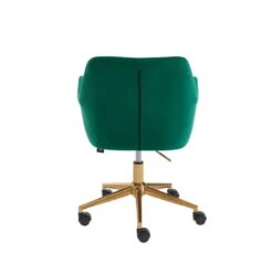 Fauteuil De Bureau MONACO En Velours Vert Avec Pieds Dorés 11 Fauteuil De Bureau MONACO En Velours Vert Avec Pieds Dorés -Mobilia Soldes fauteuil monaco en velours vert avec pieds dore 3