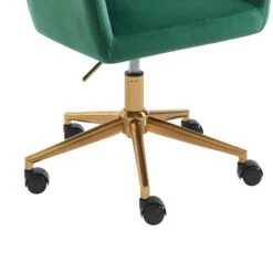 Fauteuil De Bureau MONACO En Velours Vert Avec Pieds Dorés 12 Fauteuil De Bureau MONACO En Velours Vert Avec Pieds Dorés -Mobilia Soldes fauteuil monaco en velours vert avec pieds dore 4