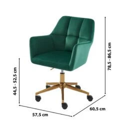 Fauteuil De Bureau MONACO En Velours Vert Avec Pieds Dorés 13 Fauteuil De Bureau MONACO En Velours Vert Avec Pieds Dorés -Mobilia Soldes fauteuil monaco en velours vert avec pieds dore 5
