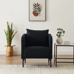 Fauteuil PANTONE Tissu Bleu Nuit Avec Piètement Métal Bleu Nuit -Mobilia Soldes fauteuil pantone tissu bleu avec pietement metal bleu 6