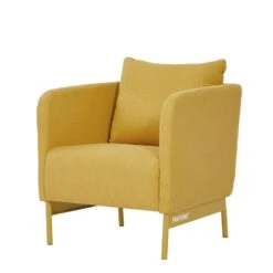 Mobilia Soldes -Mobilia Soldes fauteuil pantone tissu jaune avec pietement metal jaune 1