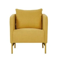 Fauteuil PANTONE Tissu Jaune Moutarde Avec Piètement Métal Jaune Moutarde -Mobilia Soldes fauteuil pantone tissu jaune avec pietement metal jaune 2