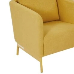 Fauteuil PANTONE Tissu Jaune Moutarde Avec Piètement Métal Jaune Moutarde -Mobilia Soldes fauteuil pantone tissu jaune avec pietement metal jaune 4