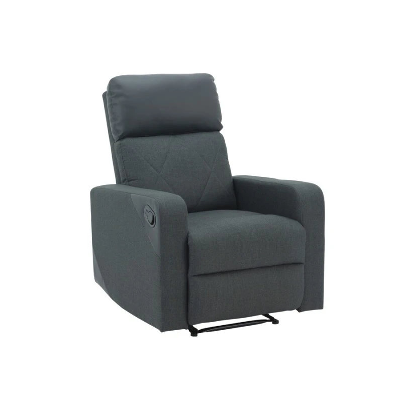 Fauteuil Relax CARLA En PU Noir Et Tissu Gris Avec Fonction Manuel 4 Fauteuil Relax CARLA En PU Noir Et Tissu Gris Avec Fonction Manuel – Image 2