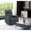 Fauteuil Relax CARLA En PU Noir Et Tissu Gris Avec Fonction Manuel -Mobilia Soldes fauteuil relax carla en pu noir et tissu gris avec fonction manuel