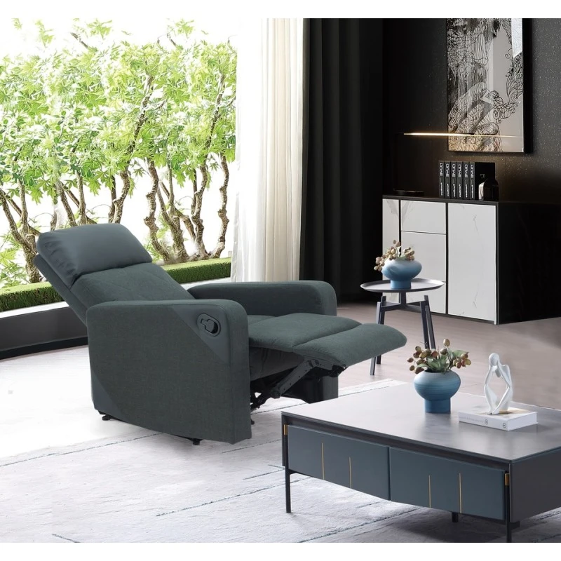 Fauteuil Relax CARLA En PU Noir Et Tissu Gris Avec Fonction Manuel 8 Fauteuil Relax CARLA En PU Noir Et Tissu Gris Avec Fonction Manuel – Image 6