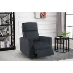 Fauteuil Relax LOVA Large En Velours Noir Avec Fonction électrique -Mobilia Soldes fauteuil relax lova large en velours noir avec fonction electrique 8