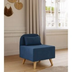 Fauteuil SARAH En Tissu Bleu -Mobilia Soldes fauteuil sarah en tissu bleu 5