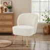 Fauteuil TIVOLI Tissu Bouclette Blanc -Mobilia Soldes fauteuil tivoli en teddy blanc