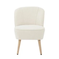 Fauteuil TIVOLI Tissu Bouclette Blanc -Mobilia Soldes fauteuil tivoli en teddy blanc 2