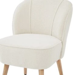 Fauteuil TIVOLI Tissu Bouclette Blanc -Mobilia Soldes fauteuil tivoli en teddy blanc 4