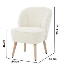 Fauteuil TIVOLI Tissu Bouclette Blanc -Mobilia Soldes fauteuil tivoli en teddy blanc 5