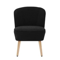 Fauteuil TIVOLI Tissu Bouclette Noir -Mobilia Soldes fauteuil tivoli en teddy noir 2