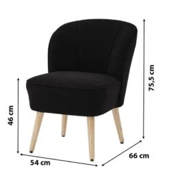 Fauteuil TIVOLI Tissu Bouclette Noir -Mobilia Soldes fauteuil tivoli en teddy noir 5
