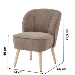 Fauteuil TIVOLI Tissu Bouclette Taupe -Mobilia Soldes fauteuil tivoli en teddy taupe 5