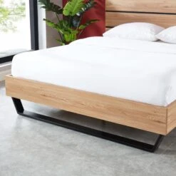 Lit FELIX Effet Chêne Et Métal Noir 160x200 Sommier Inclus 16 Lit FELIX Effet Chêne Et Métal Noir 160x200 Sommier Inclus -Mobilia Soldes felix11 lit 200 cm pieds en metal melamine 4