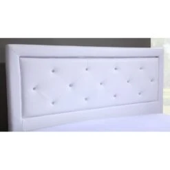Lit à Led FILIP Simili Blanc Et Strass 160x200 Sommier Inclus -Mobilia Soldes filip lit 160 blanc avec led 3