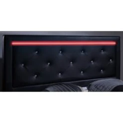 Lit à Led FILIP Simili Noir 160x200 Sommier Inclus -Mobilia Soldes filip lit 160 noir avec led 2