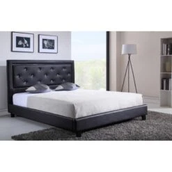 Lit à Led FILIP Simili Noir 160x200 Sommier Inclus -Mobilia Soldes filip lit 160 noir avec led 7