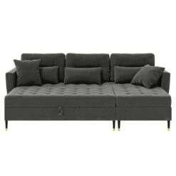 Cacharel Canapé D'angle HONORE En Velours Gris Et Son Banc Coffre 11 Cacharel Canapé D'angle HONORE En Velours Gris Et Son Banc Coffre -Mobilia Soldes honore canape d angle velours gris hockerstorage canape convertible 3pl 2