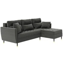 Cacharel Canapé D'angle HONORE En Velours Gris Et Son Banc Coffre 13 Cacharel Canapé D'angle HONORE En Velours Gris Et Son Banc Coffre -Mobilia Soldes honore canape d angle velours gris hockerstorage canape convertible 3pl 4