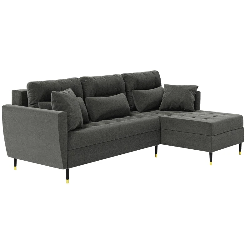 Cacharel Canapé D'angle HONORE En Velours Gris Et Son Banc Coffre 7 Cacharel Canapé D'angle HONORE En Velours Gris Et Son Banc Coffre – Image 5