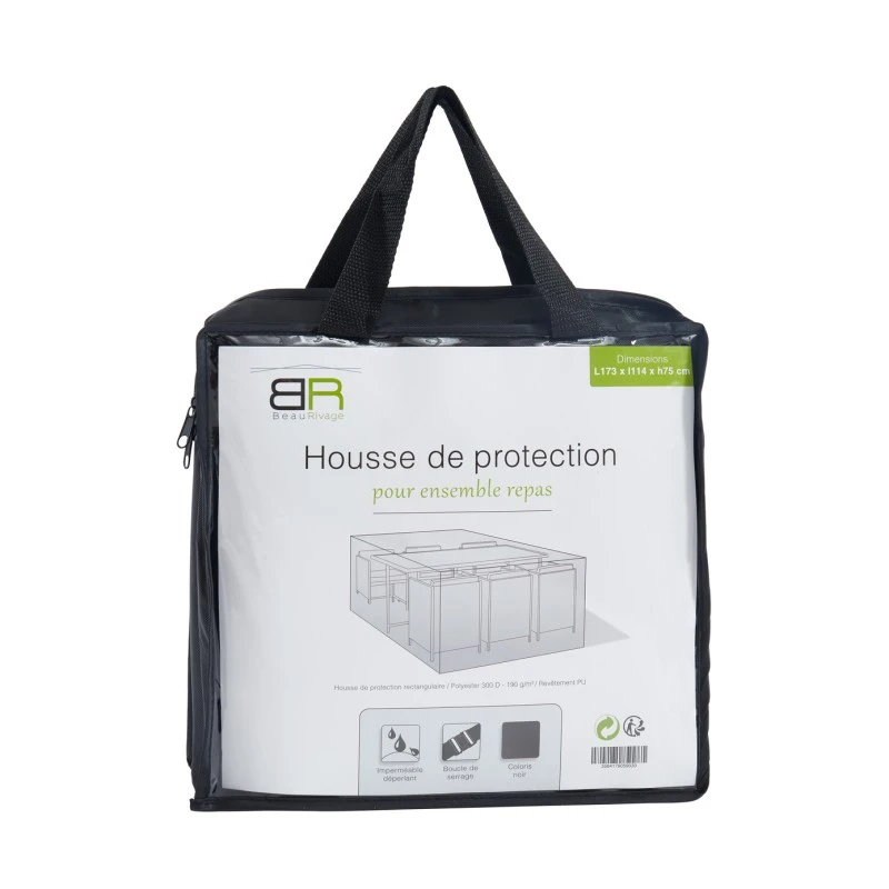 Housse De Protection Pour Ensemble Repas De Jardin 6 Places Noir 3 Housse De Protection Pour Ensemble Repas De Jardin 6 Places Noir – Image 2